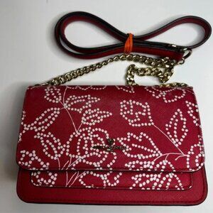 Karl Lagerfeld Amelie Saffaino Red Floral Purse Crossbody